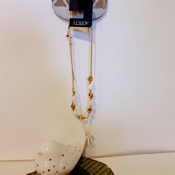 J. Crew Seaside Shells and Pearls Brass Casting Necklace 16"-20" Length NWT - Picture 4 of 10
